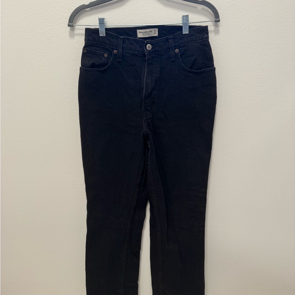 Black Abercrombie 90s Straight Ultra High Rise Jean